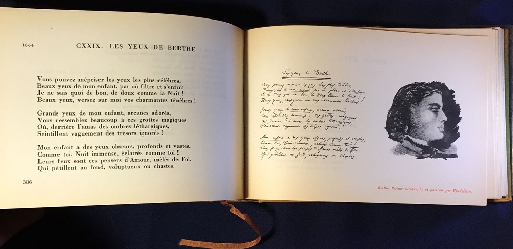 Charles Baudelaire - poème autographe avec portrait de Berthe