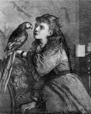 girl and parrot