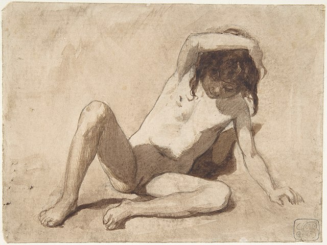 August von Pettenkofen - Study of a Nude Young Girl