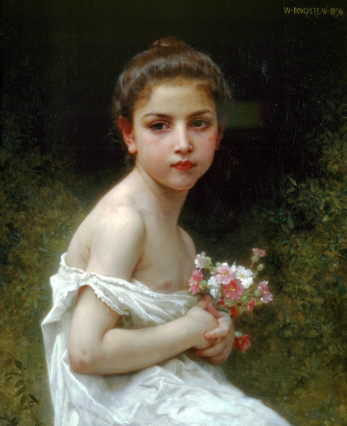 William-Adolphe Bouguereau - Petite fille au bouquet