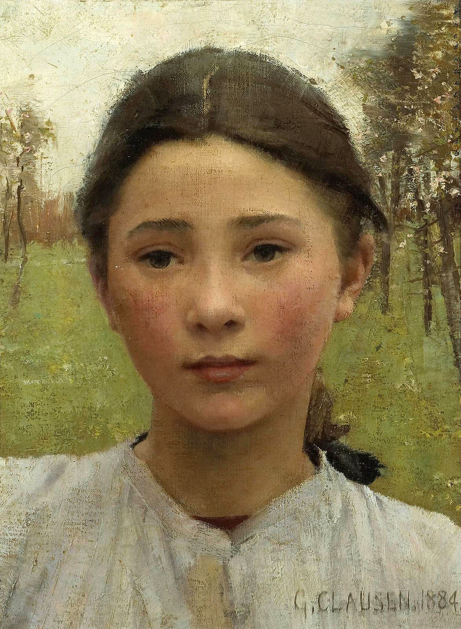 George Clausen - The head of a young girl