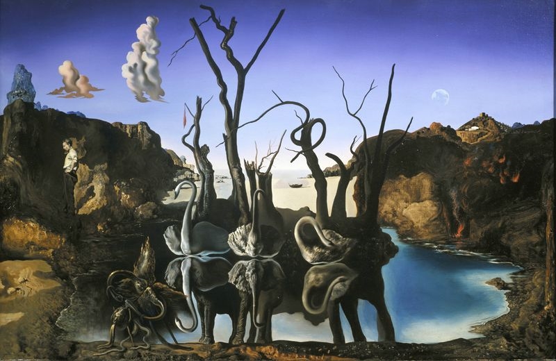Salvador Dalí - Cygnes reflétant des éléphants