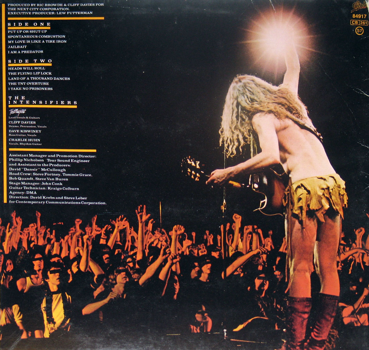 Back cover of the album Intensities in 10 Cities by Ted Nugent
