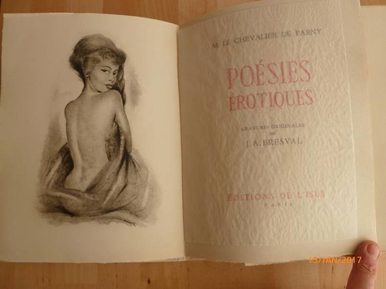 Poésies érotiques, par Évariste de Parny, aux Éditions de l’Isle, avec gravures originales de J.-A. Bresval