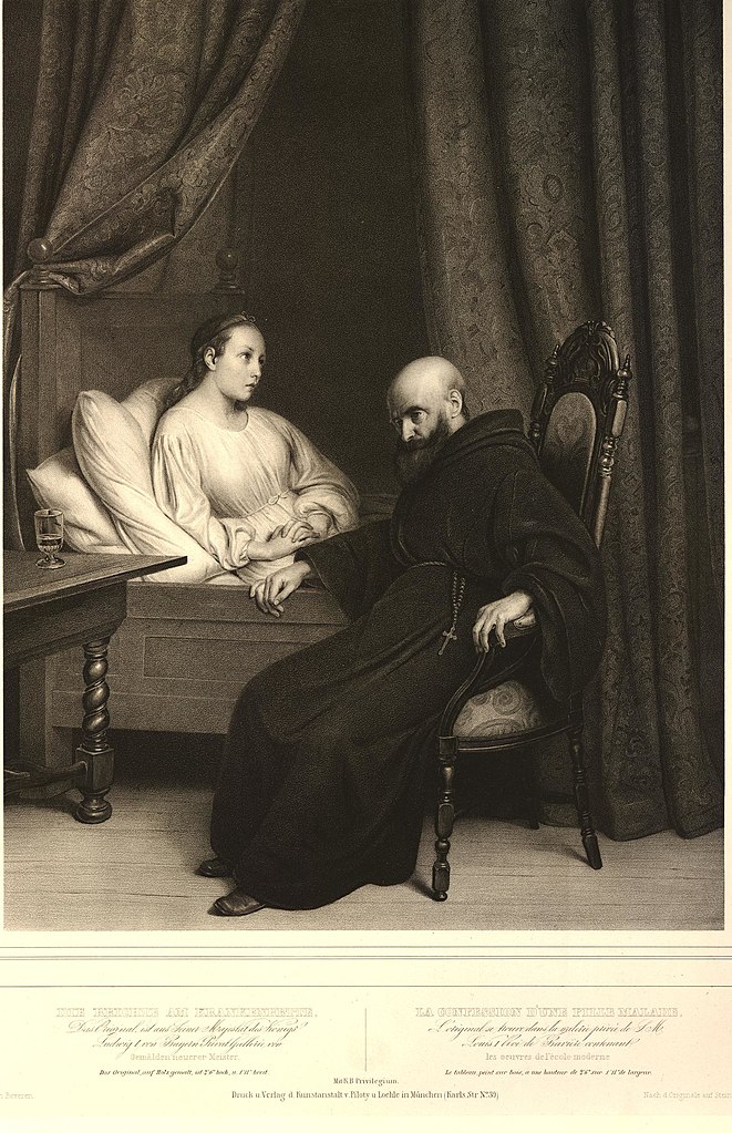 Johann Wölfle, After Charles van Beveren - Die Beichte am Krankenbette