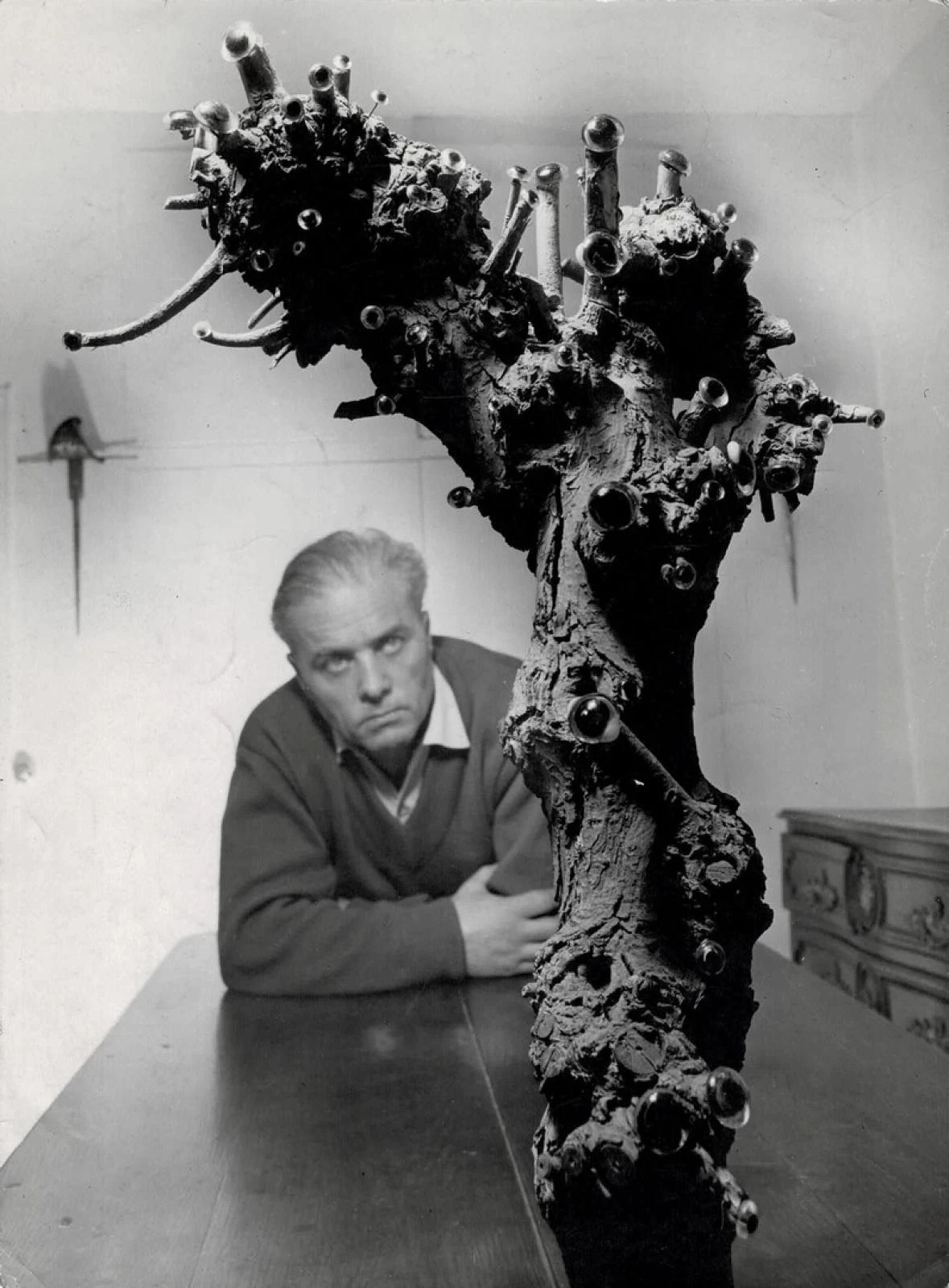 Robert Doisneau - Le poète Pierre Béarn et son arbre mystique aux yeux